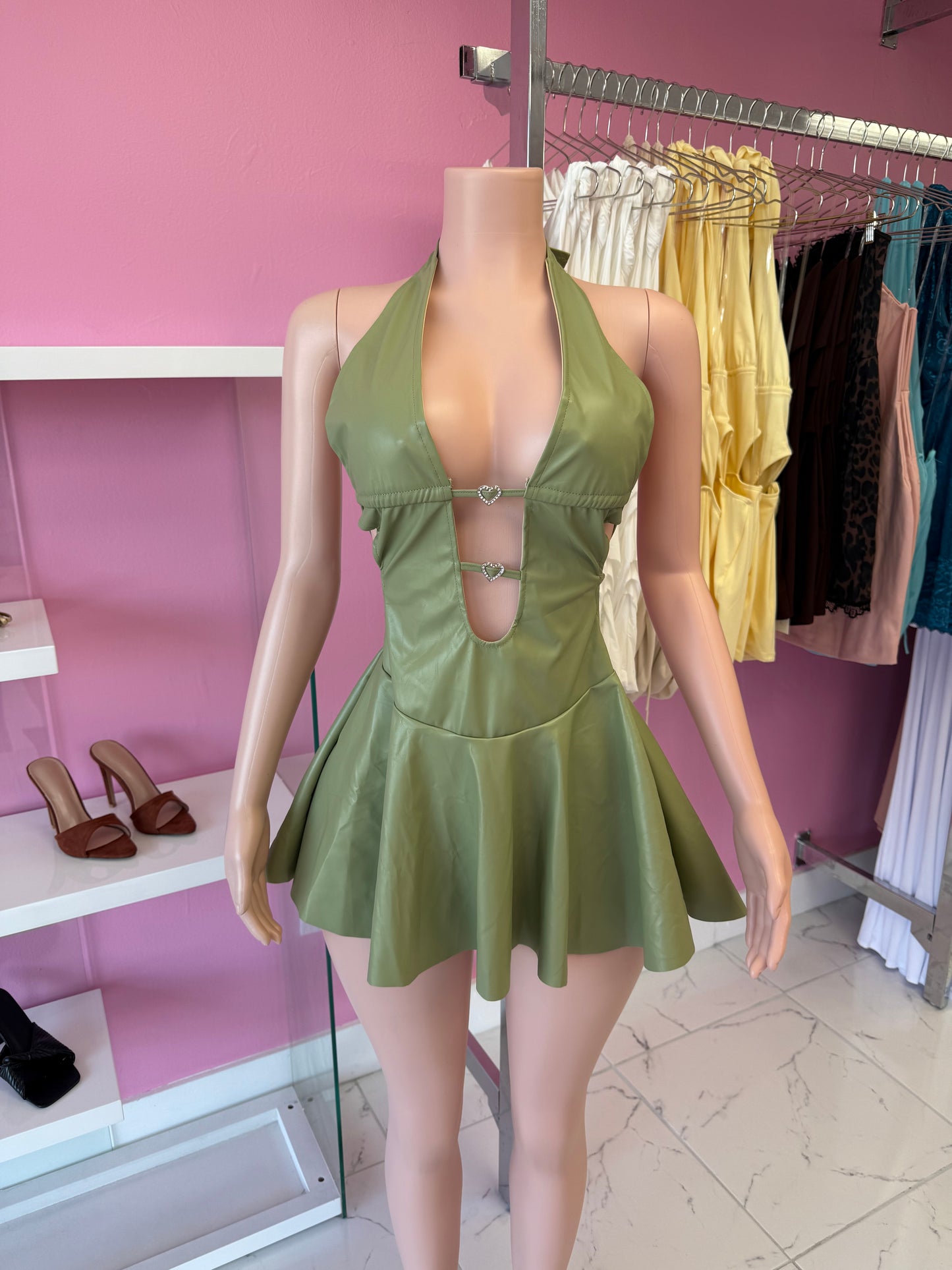 Claudette Faux Leather Dress