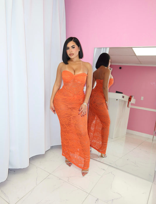 Midnight Muse Maxi Dress (Orange)